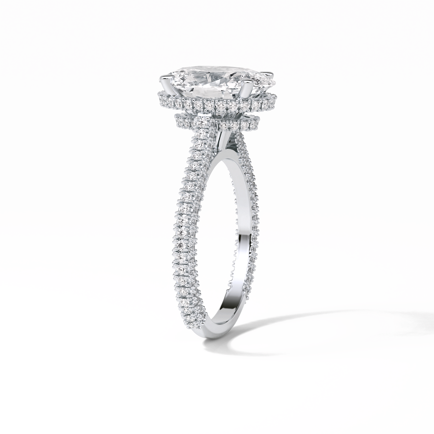 Oval Pave & Hidden Halo Lab Grown Diamond Engagement Ring