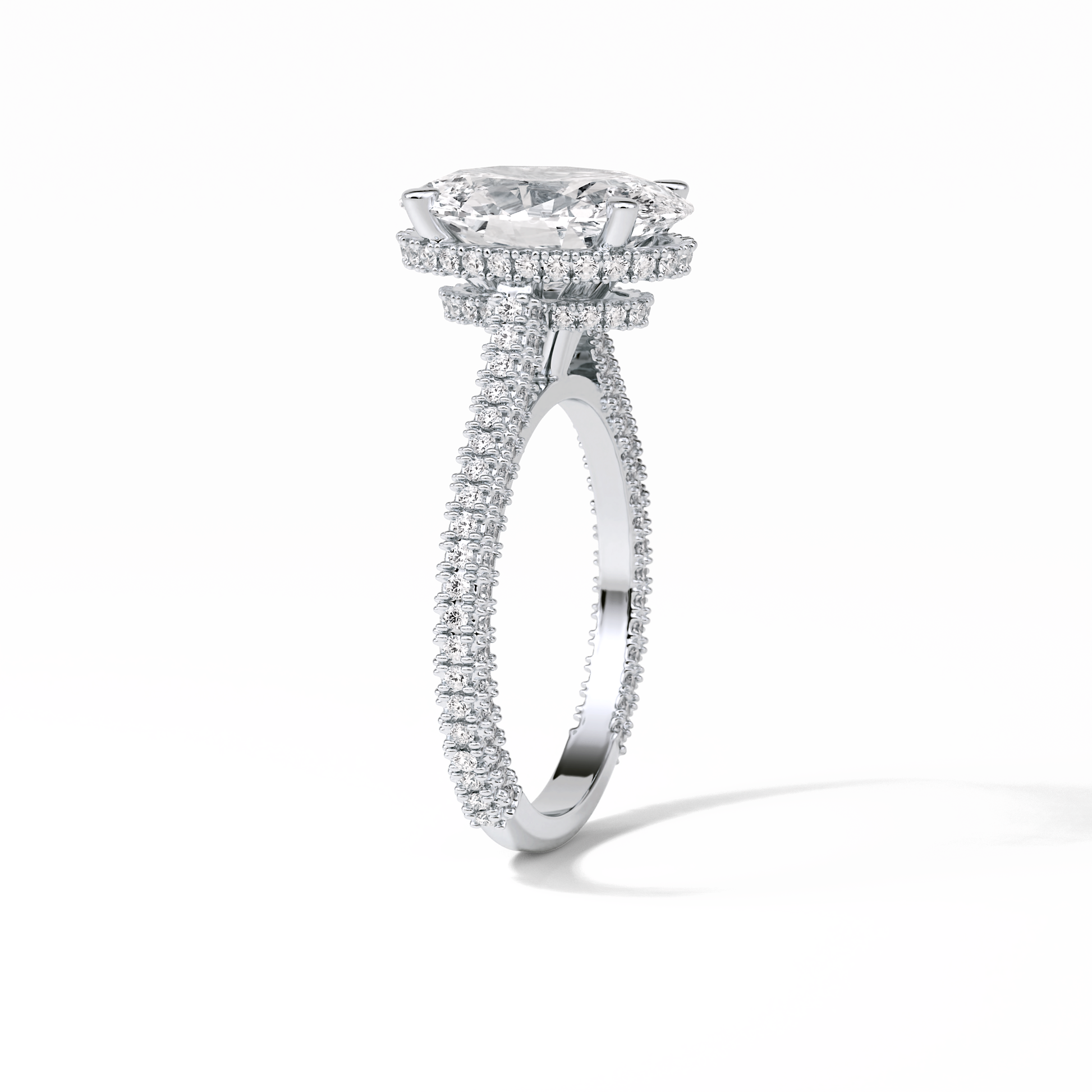 Oval Pave & Hidden Halo Lab Grown Diamond Engagement Ring