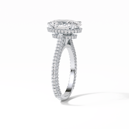 Oval Pave & Hidden Halo Lab Grown Diamond Engagement Ring