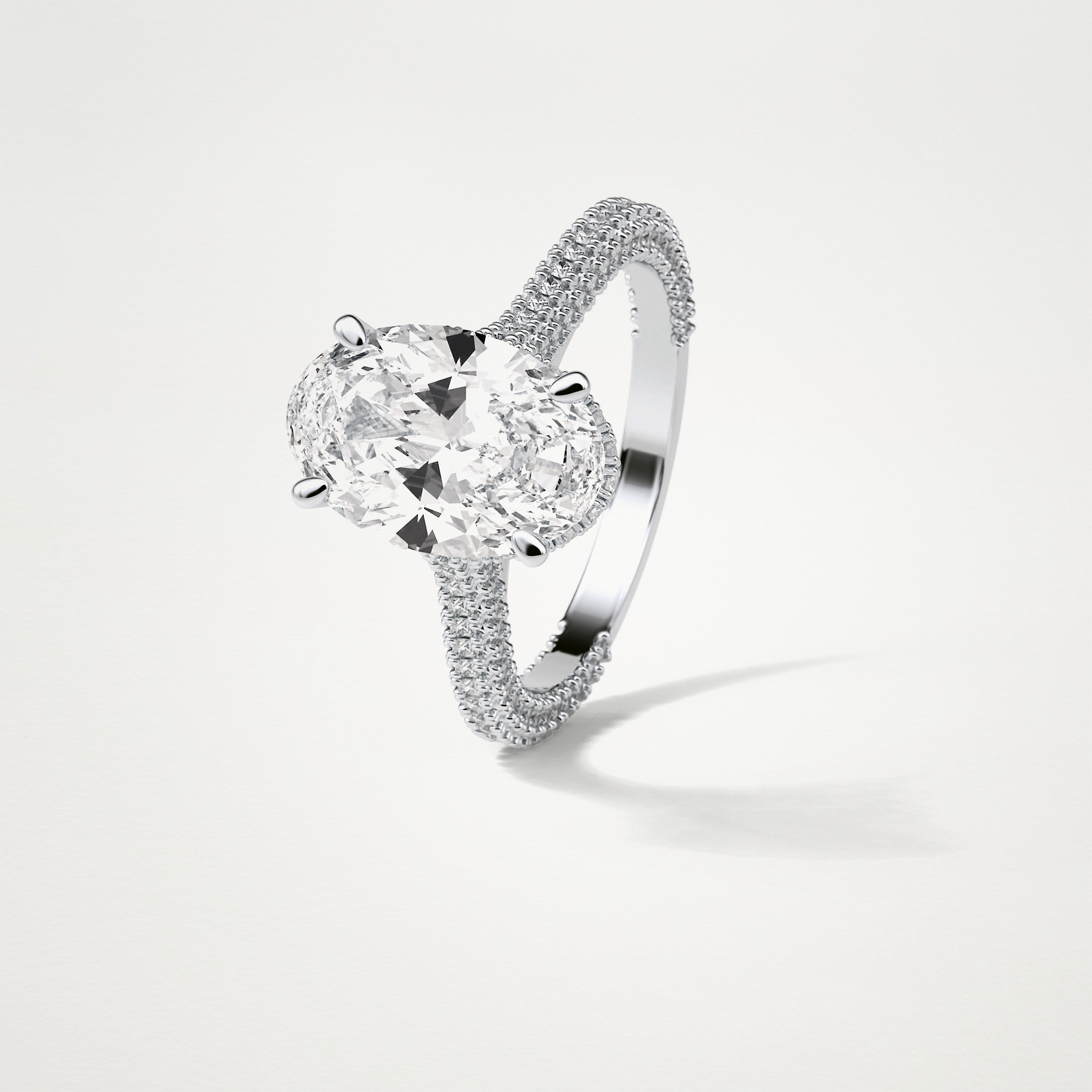 Oval Pave & Hidden Halo Lab Grown Diamond Engagement Ring