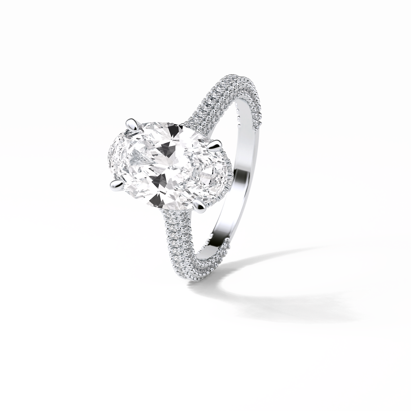 Oval Pave & Hidden Halo Lab Grown Diamond Engagement Ring