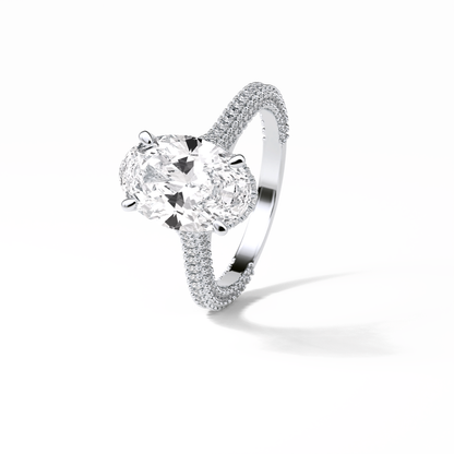 Oval Pave & Hidden Halo Lab Grown Diamond Engagement Ring