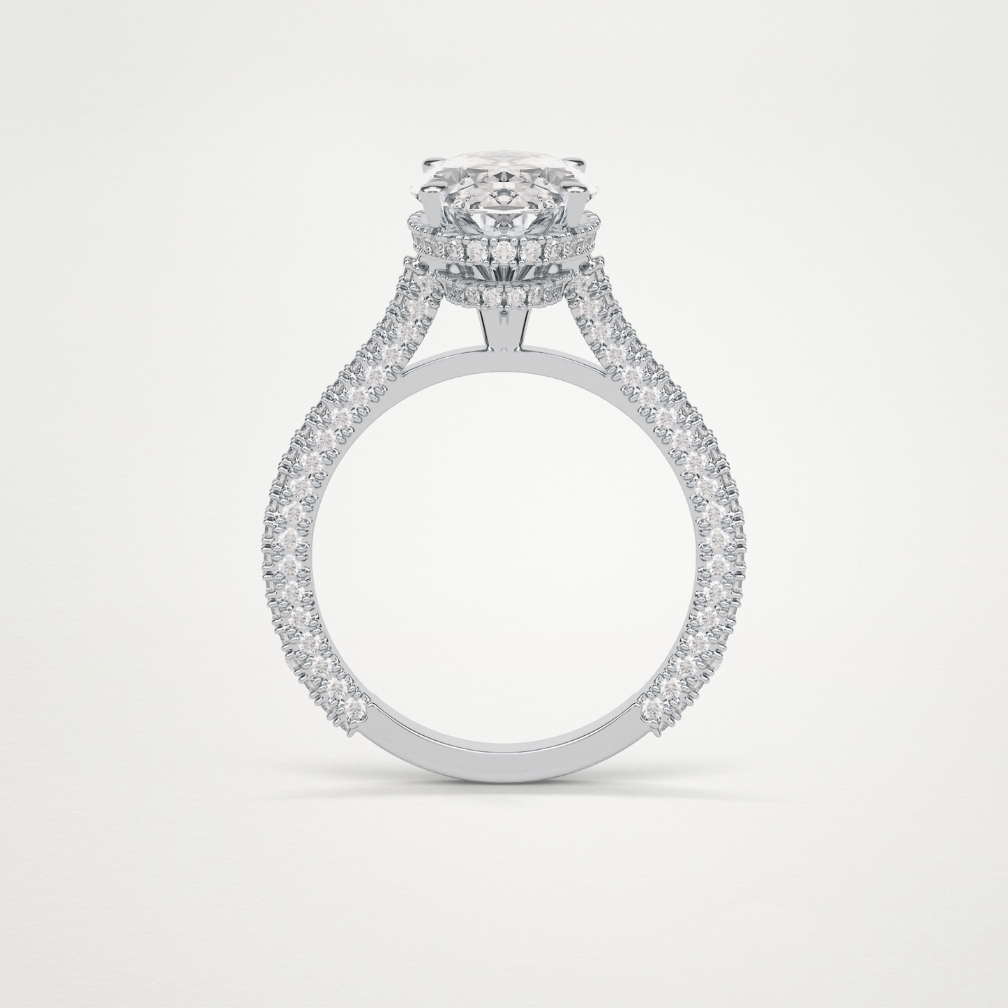 Oval Pave & Hidden Halo Lab Grown Diamond Engagement Ring