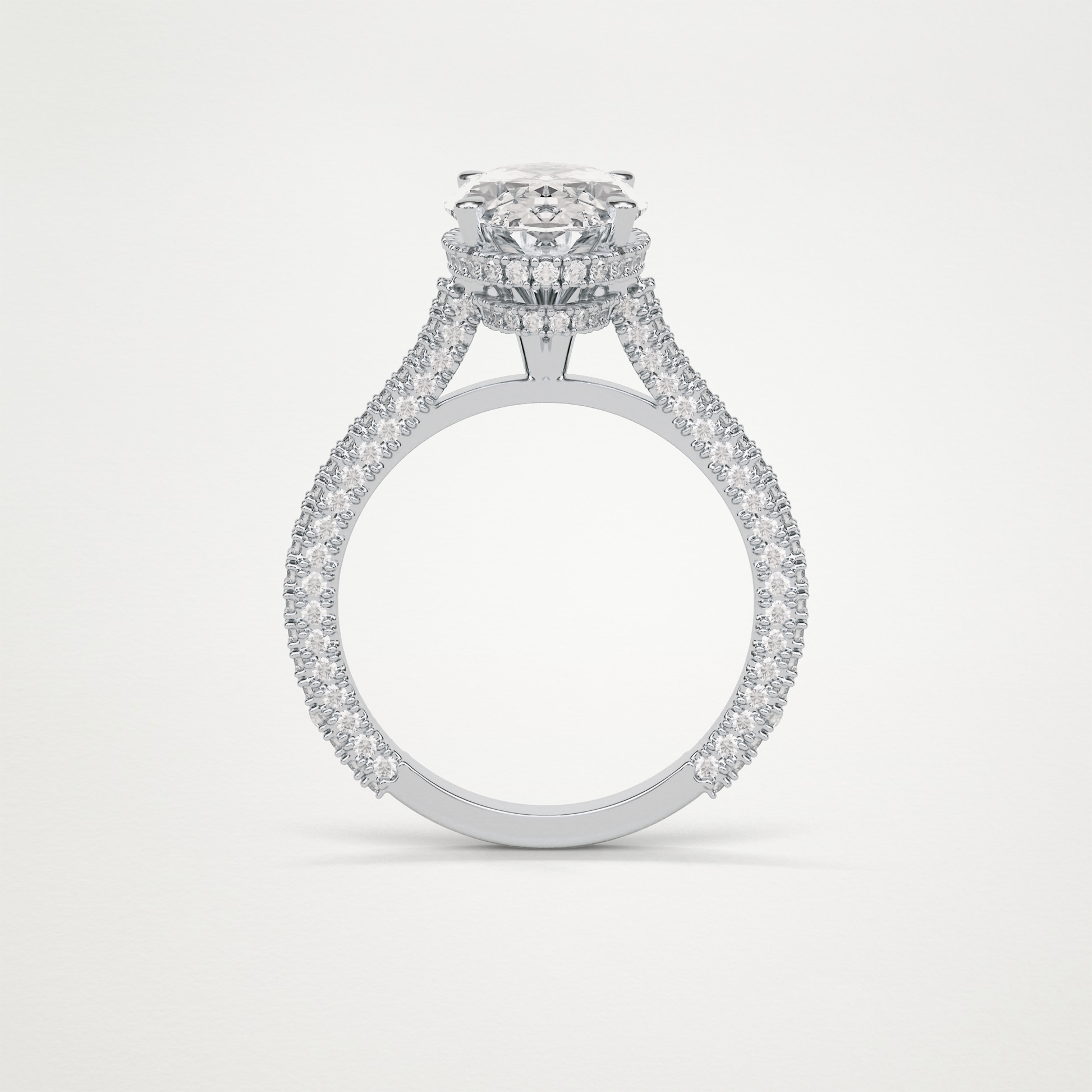 Oval Pave & Hidden Halo Lab Grown Diamond Engagement Ring