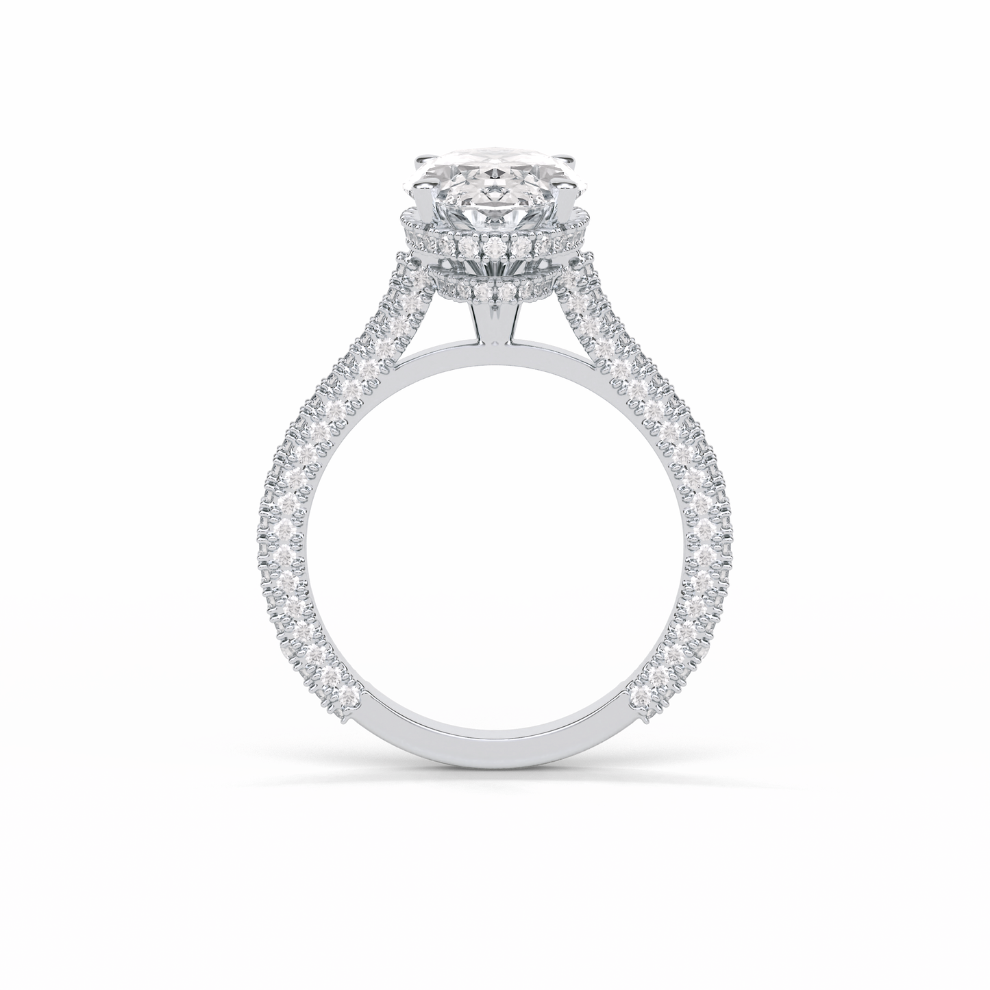 Oval Pave & Hidden Halo Lab Grown Diamond Engagement Ring