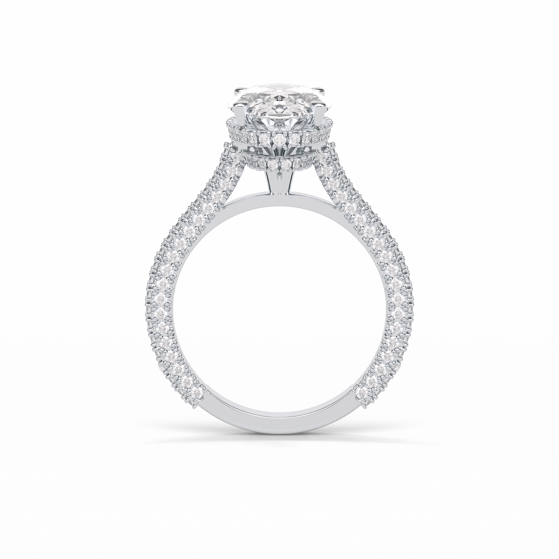 Oval Pave & Hidden Halo Lab Grown Diamond Engagement Ring