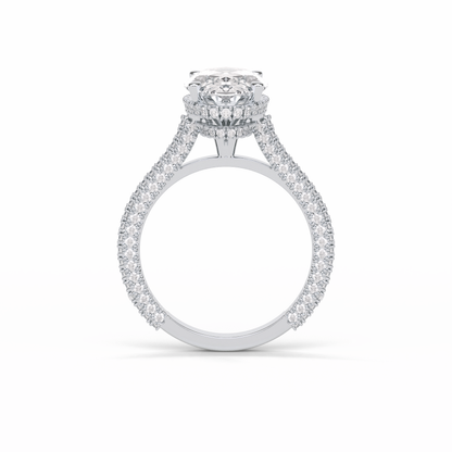 Oval Pave & Hidden Halo Lab Grown Diamond Engagement Ring