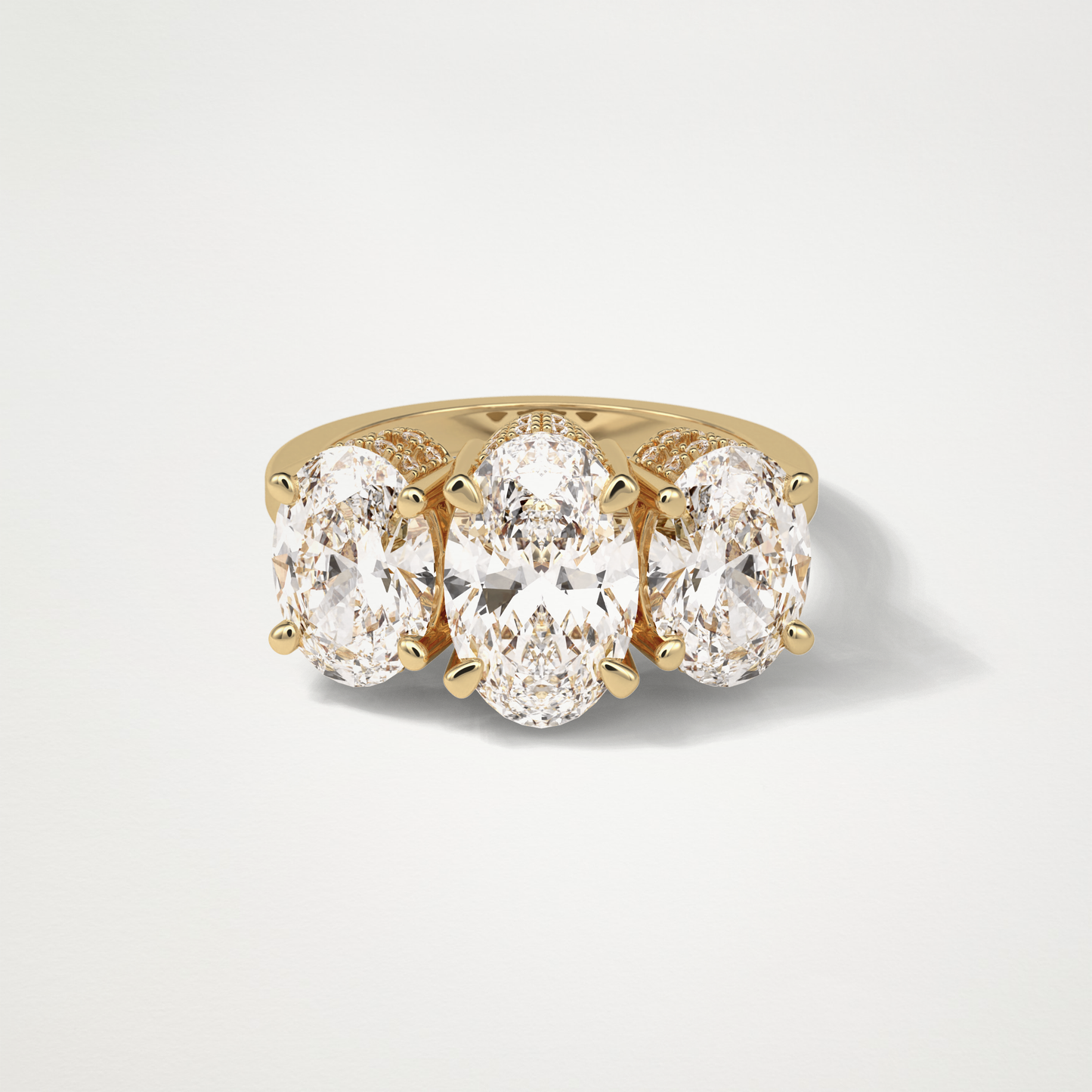 Oval Three Stone Lab Grown Diamond Engagement Ring