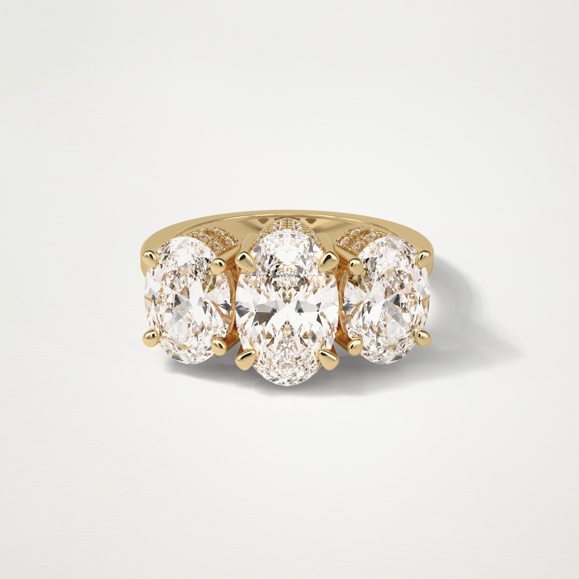 Oval Three Stone Lab Grown Diamond Engagement Ring