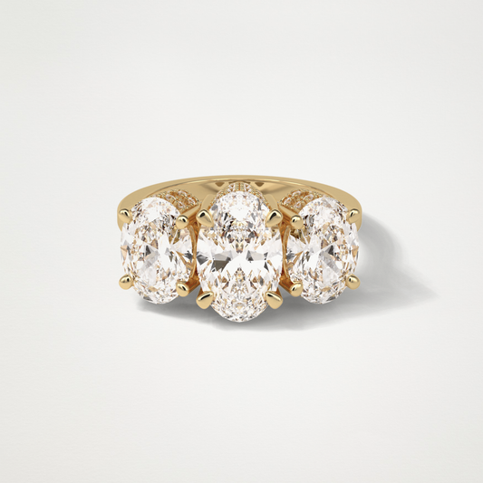 Oval Three Stone Lab Grown Diamond Engagement Ring
