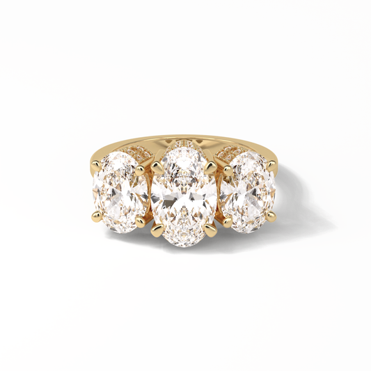 Oval Three Stone Lab Grown Diamond Engagement Ring