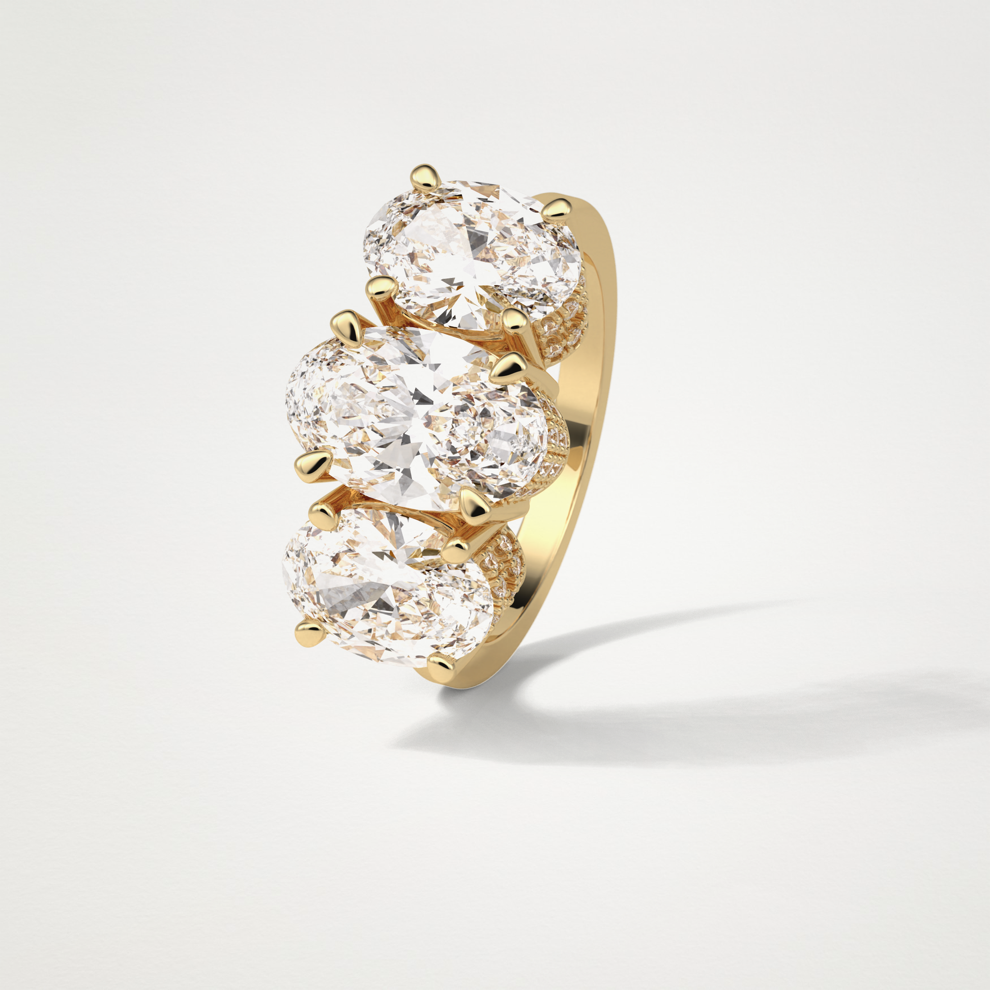 Oval Three Stone Lab Grown Diamond Engagement Ring