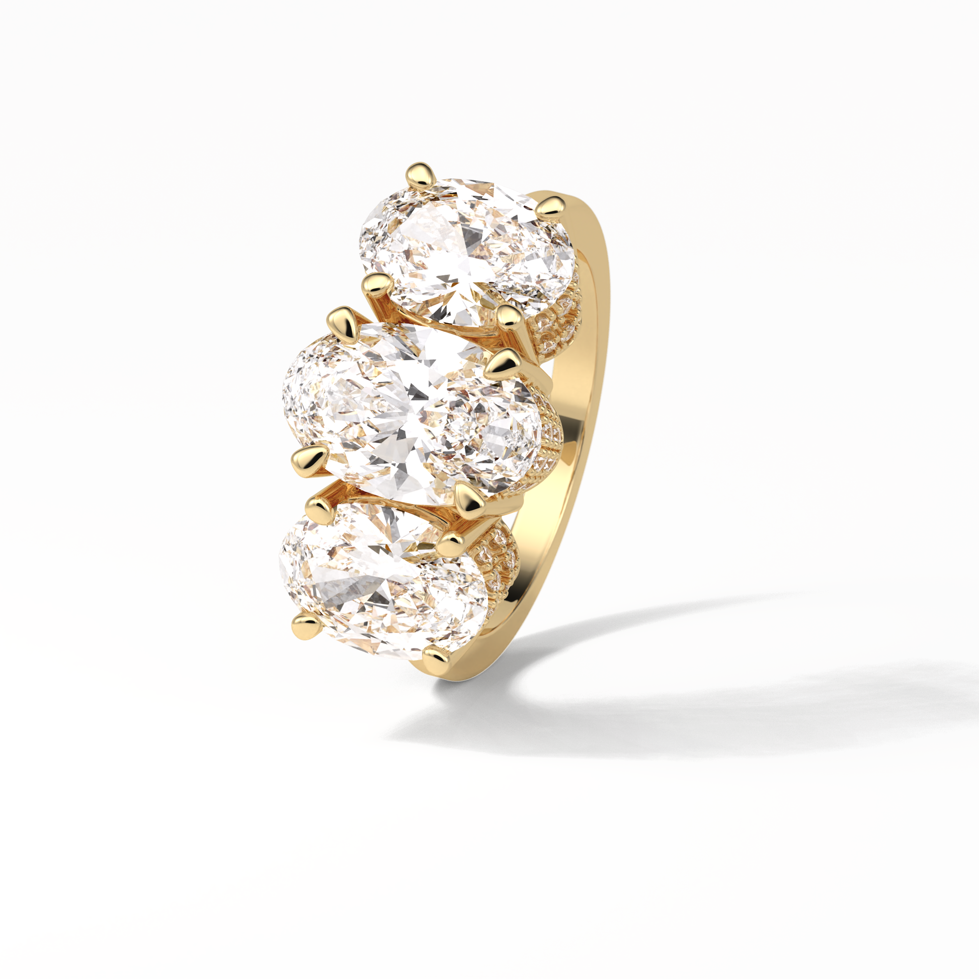 Oval Three Stone Lab Grown Diamond Engagement Ring
