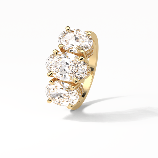 Oval Three Stone Lab Grown Diamond Engagement Ring