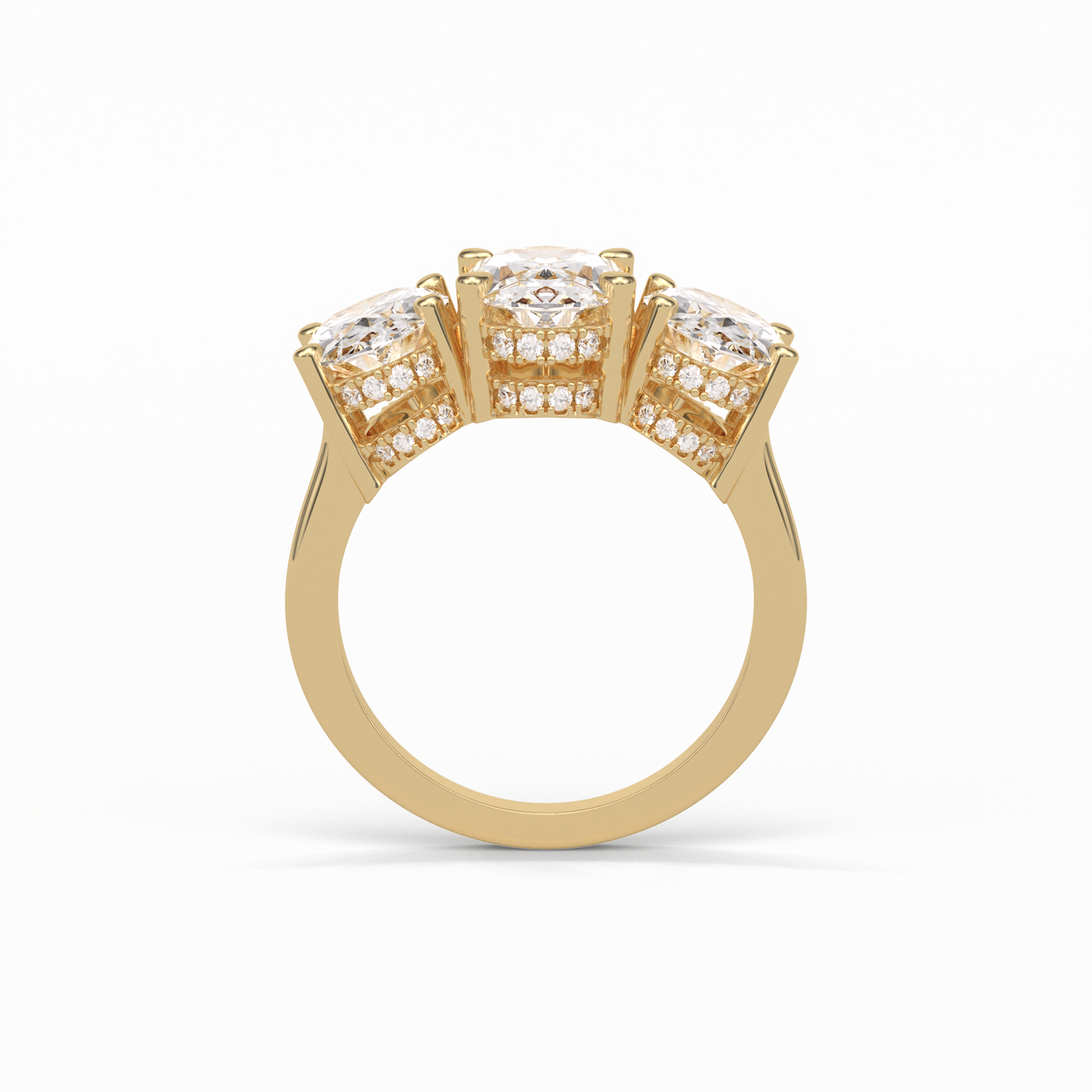 Oval Three Stone Lab Grown Diamond Engagement Ring