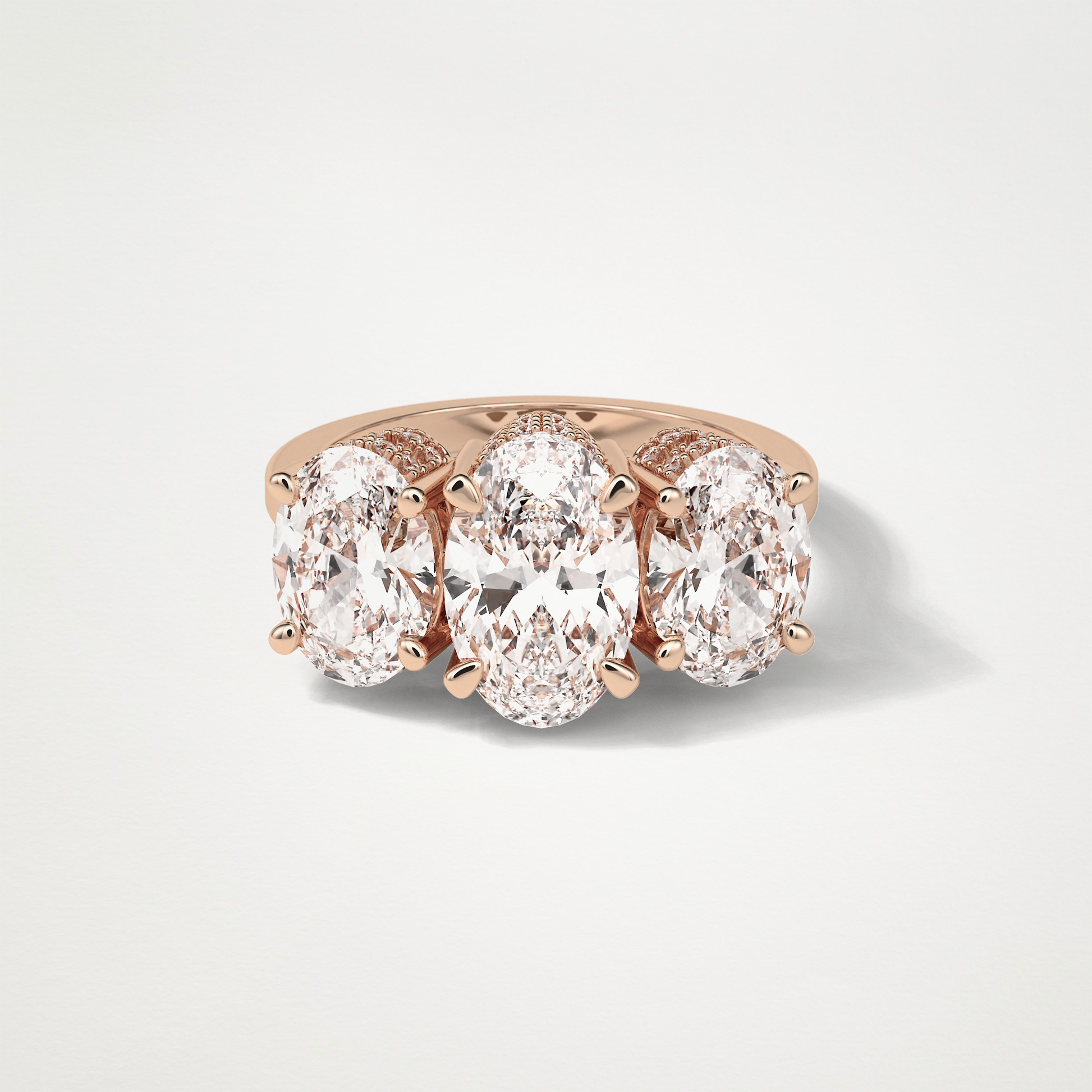 Oval Three Stone Lab Grown Diamond Engagement Ring