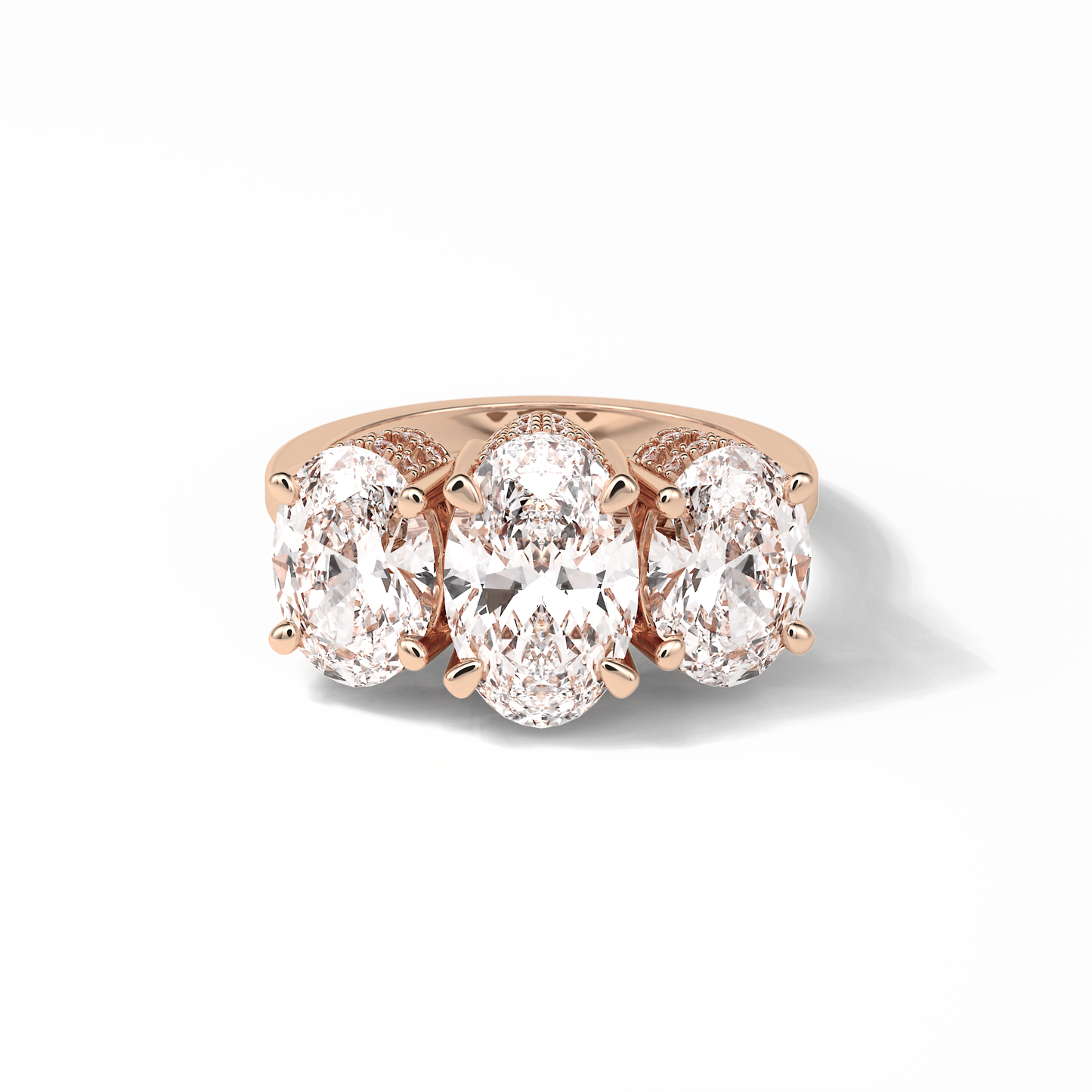 Oval Three Stone Lab Grown Diamond Engagement Ring