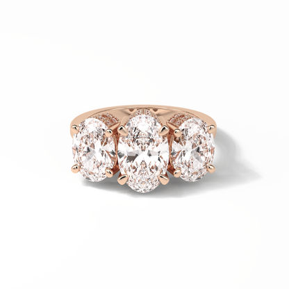 Oval Three Stone Lab Grown Diamond Engagement Ring