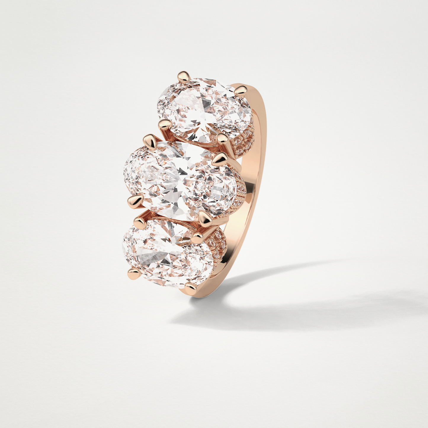 Oval Three Stone Lab Grown Diamond Engagement Ring