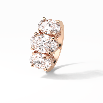 Oval Three Stone Lab Grown Diamond Engagement Ring