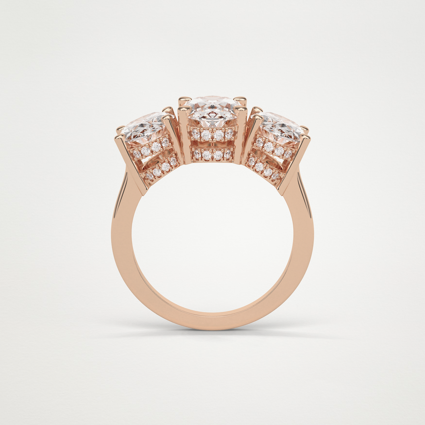 Oval Three Stone Lab Grown Diamond Engagement Ring
