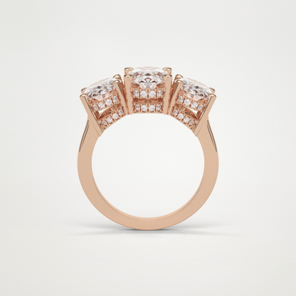 Oval Three Stone Lab Grown Diamond Engagement Ring