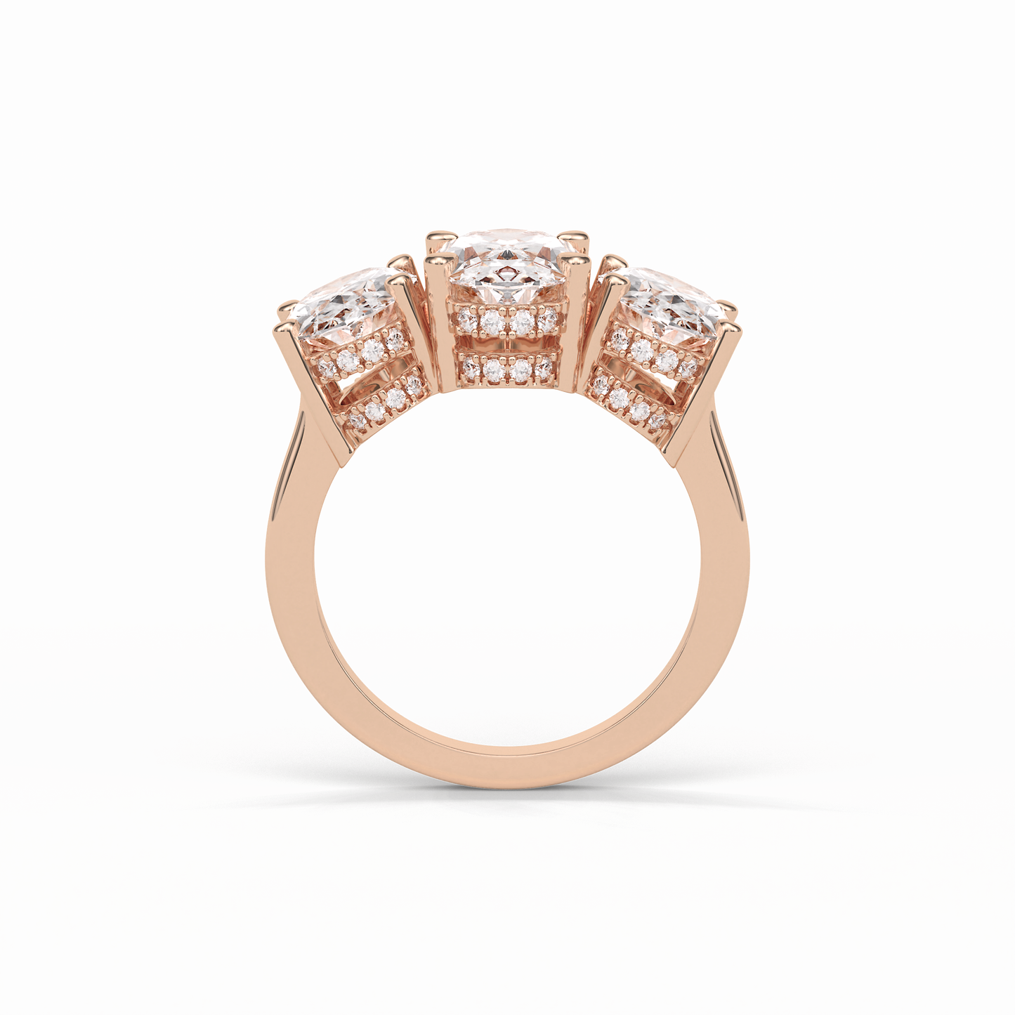 Oval Three Stone Lab Grown Diamond Engagement Ring