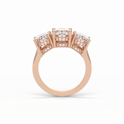 Oval Three Stone Lab Grown Diamond Engagement Ring