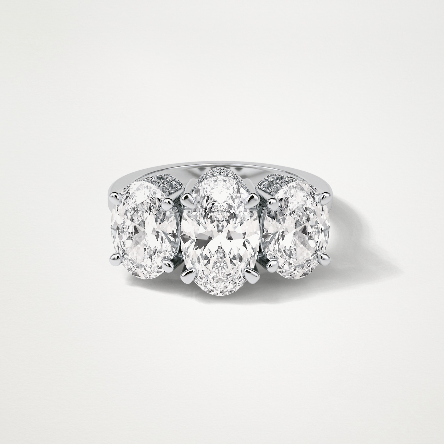 Oval Three Stone Lab Grown Diamond Engagement Ring