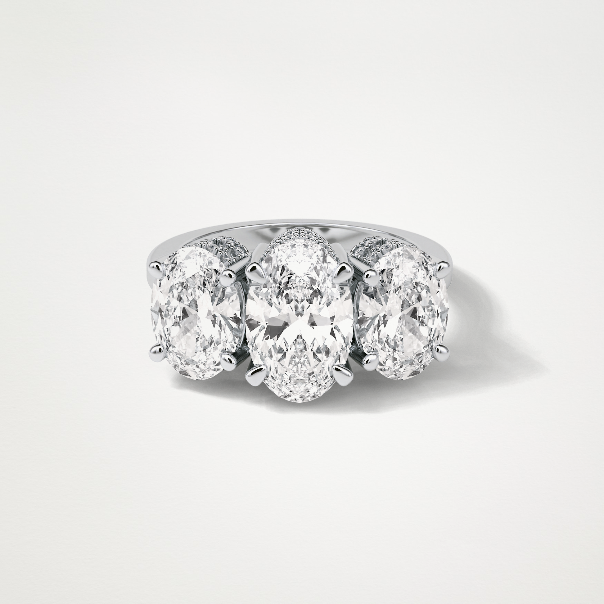 Oval Three Stone Lab Grown Diamond Engagement Ring