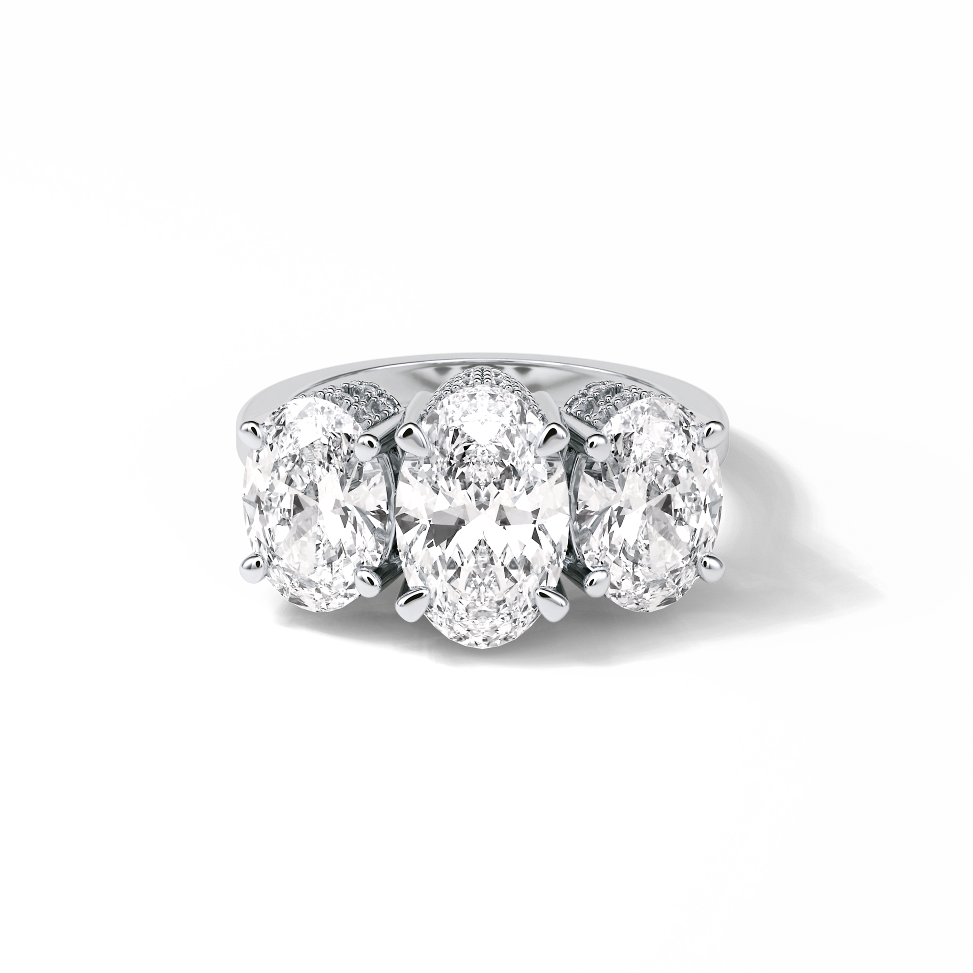 Oval Three Stone Lab Grown Diamond Engagement Ring