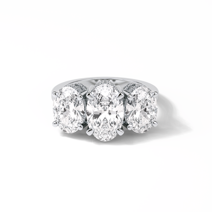 Oval Three Stone Lab Grown Diamond Engagement Ring
