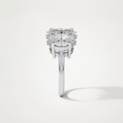 Oval Three Stone Lab Grown Diamond Engagement Ring