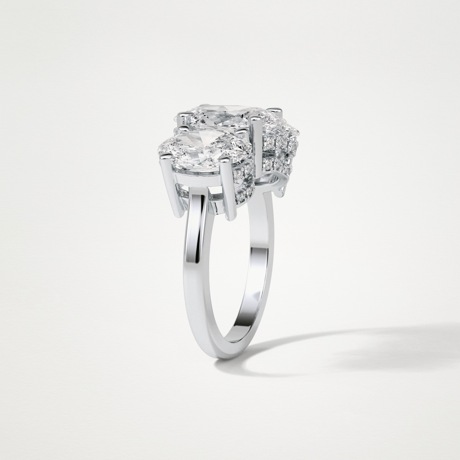 Oval Three Stone Lab Grown Diamond Engagement Ring