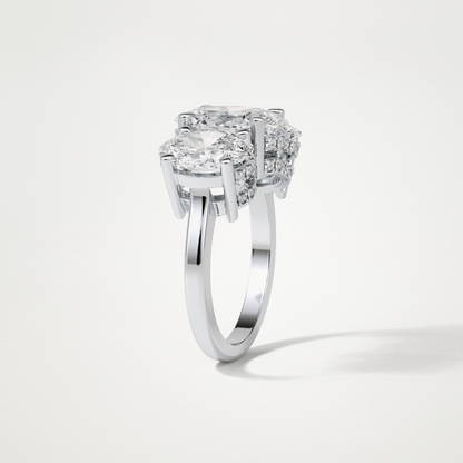 Oval Three Stone Lab Grown Diamond Engagement Ring