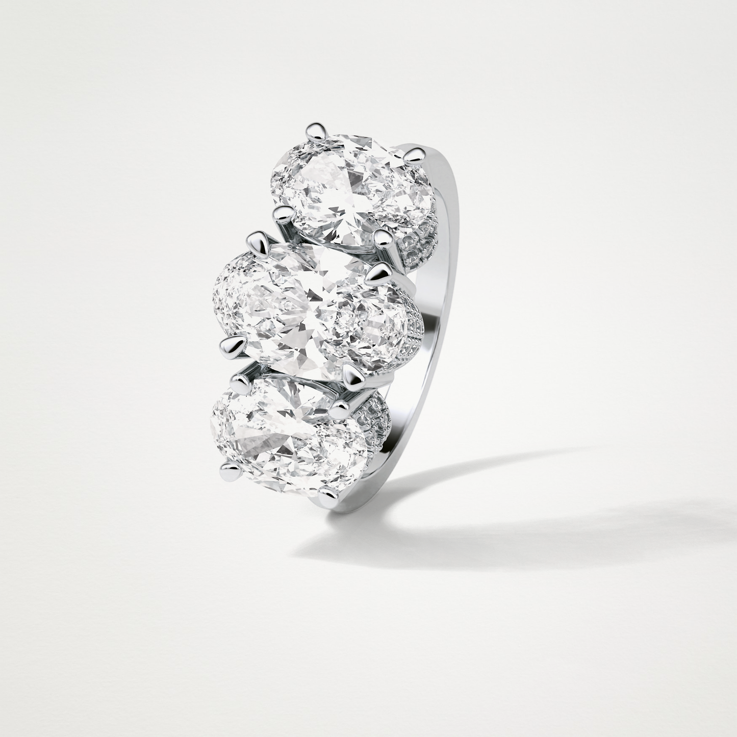 Oval Three Stone Lab Grown Diamond Engagement Ring