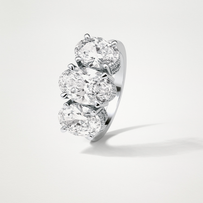Oval Three Stone Lab Grown Diamond Engagement Ring