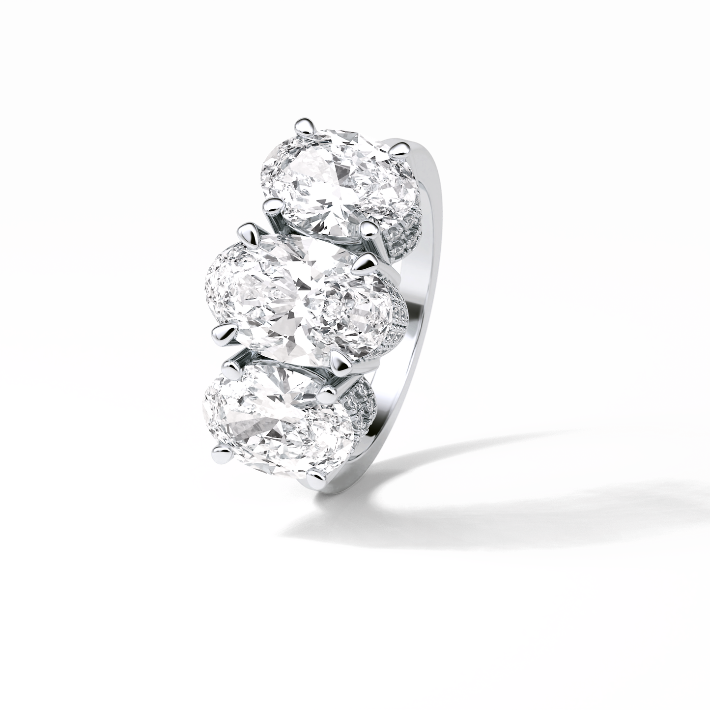 Oval Three Stone Lab Grown Diamond Engagement Ring
