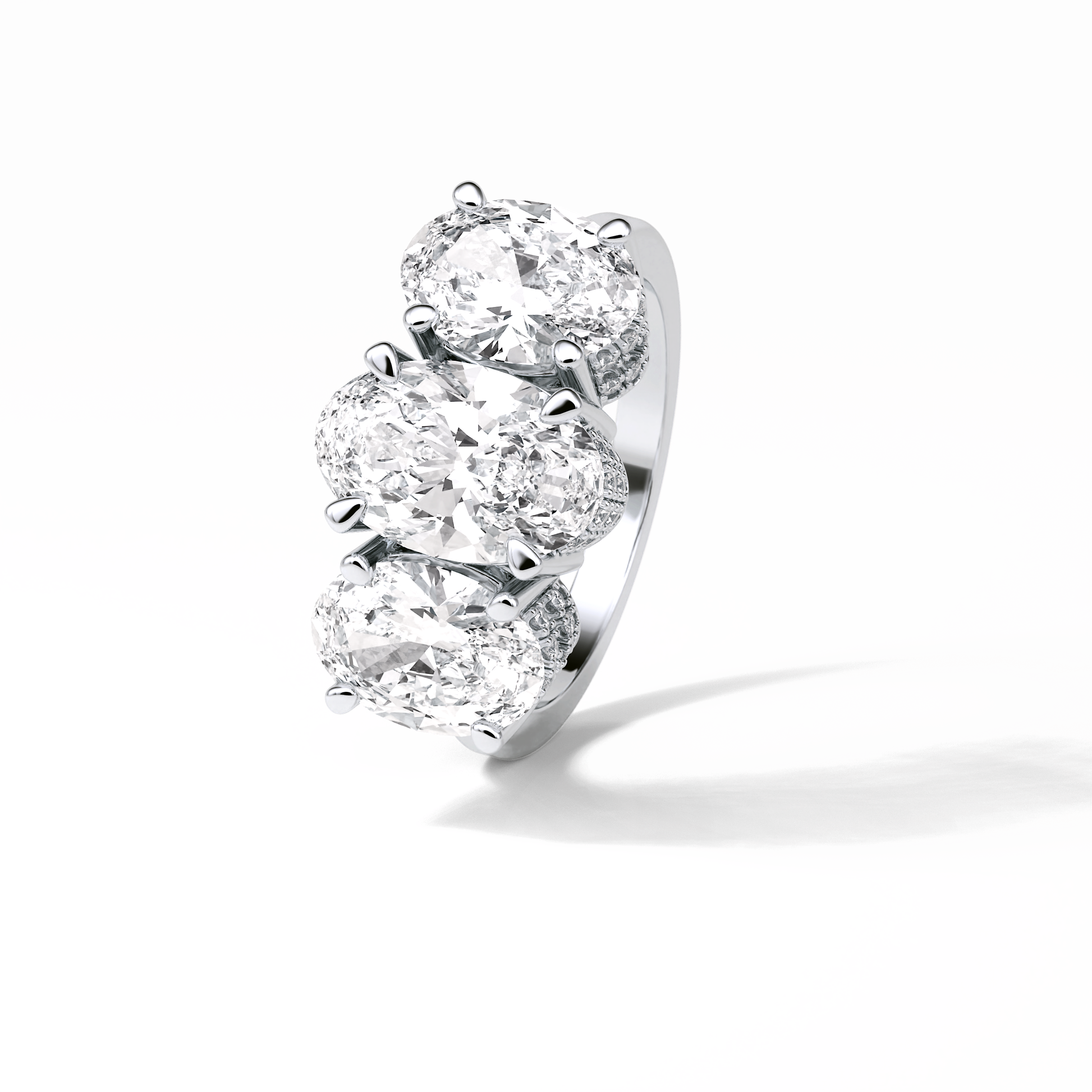 Oval Three Stone Lab Grown Diamond Engagement Ring