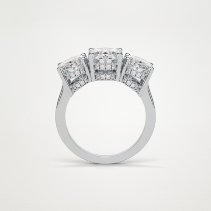 Oval Three Stone Lab Grown Diamond Engagement Ring