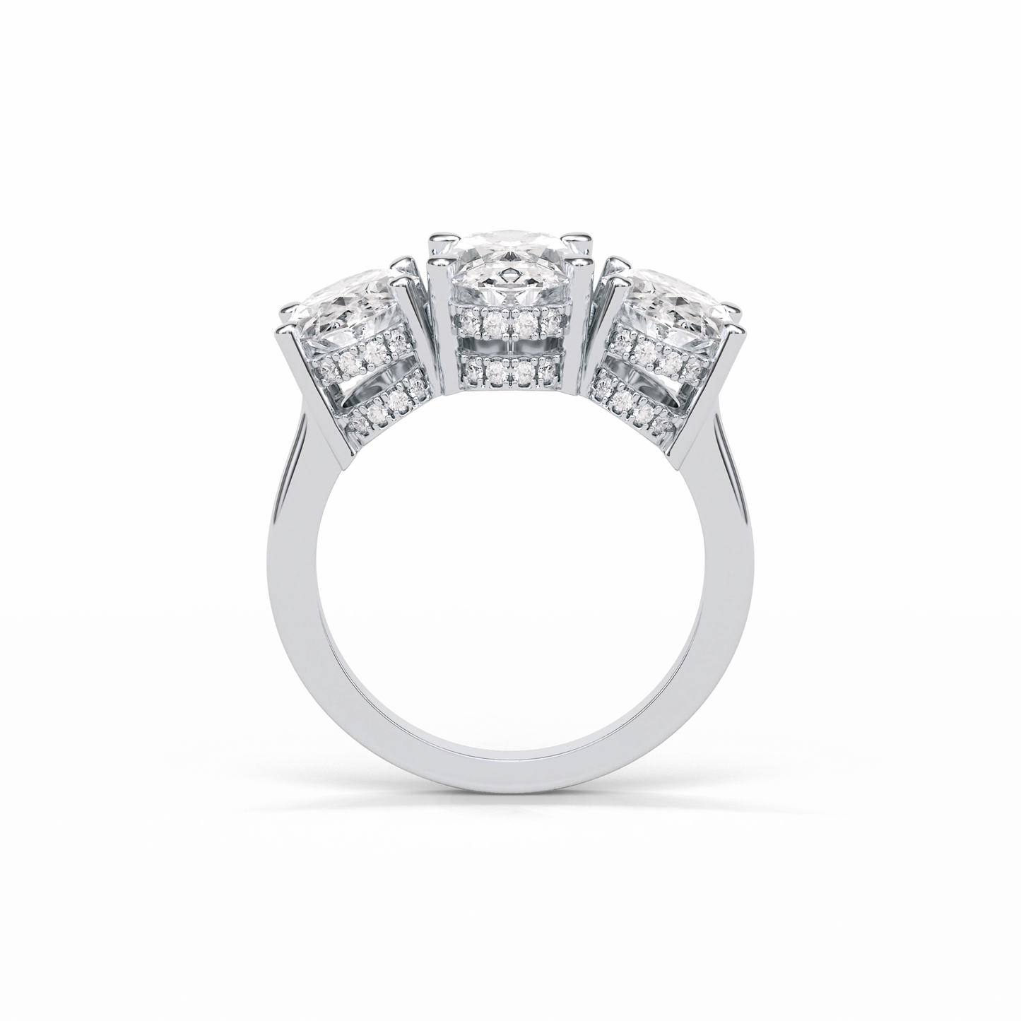 Oval Three Stone Lab Grown Diamond Engagement Ring