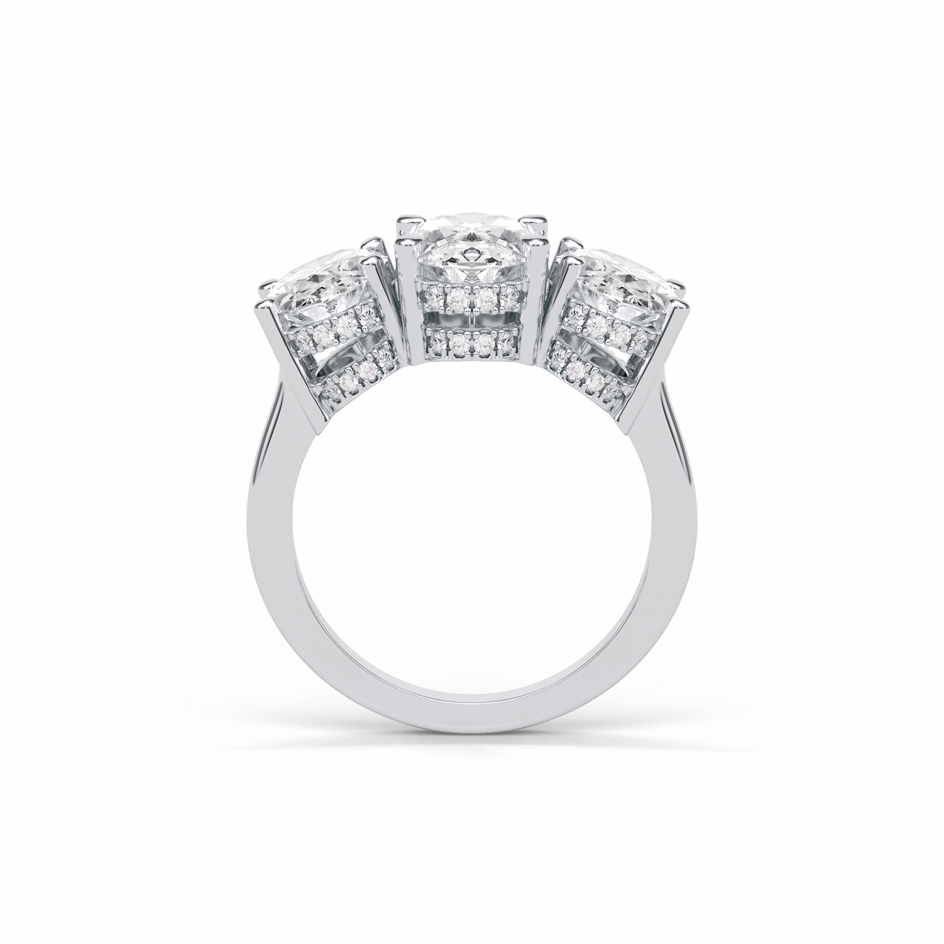 Oval Three Stone Lab Grown Diamond Engagement Ring