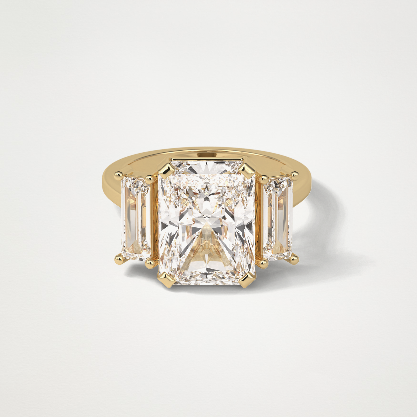Radiant Three Stones Lab Grown Diamond Engagement Ring
