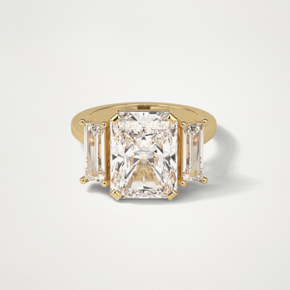 Radiant Three Stones Lab Grown Diamond Engagement Ring