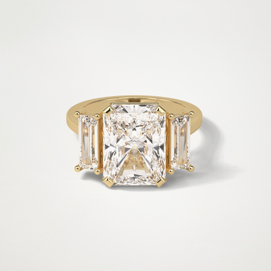 Radiant Three Stones Lab Grown Diamond Engagement Ring