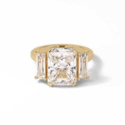 Radiant Three Stones Lab Grown Diamond Engagement Ring