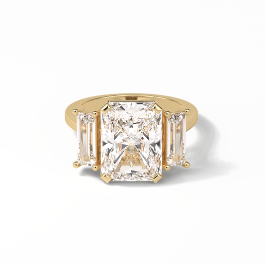 Radiant Three Stones Lab Grown Diamond Engagement Ring