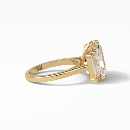 Radiant Three Stones Lab Grown Diamond Engagement Ring
