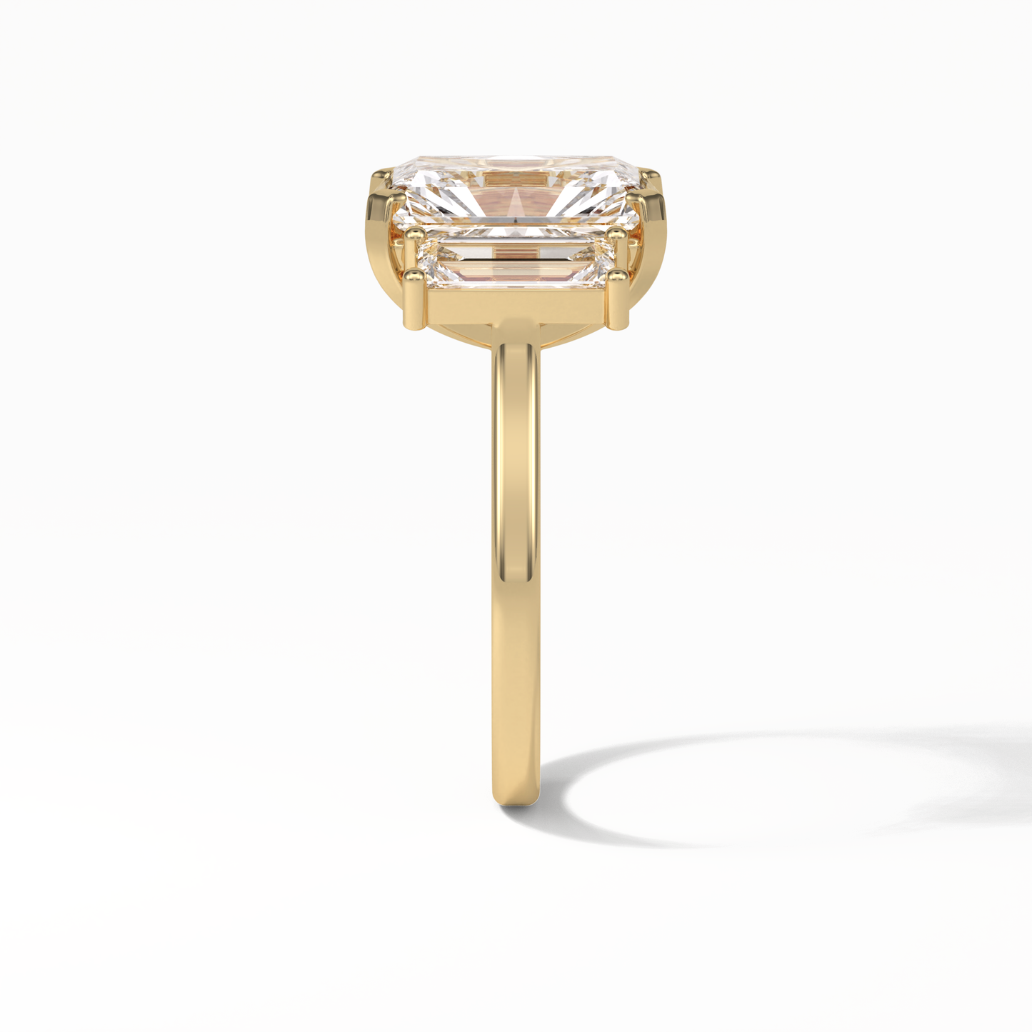 Radiant Three Stones Lab Grown Diamond Engagement Ring