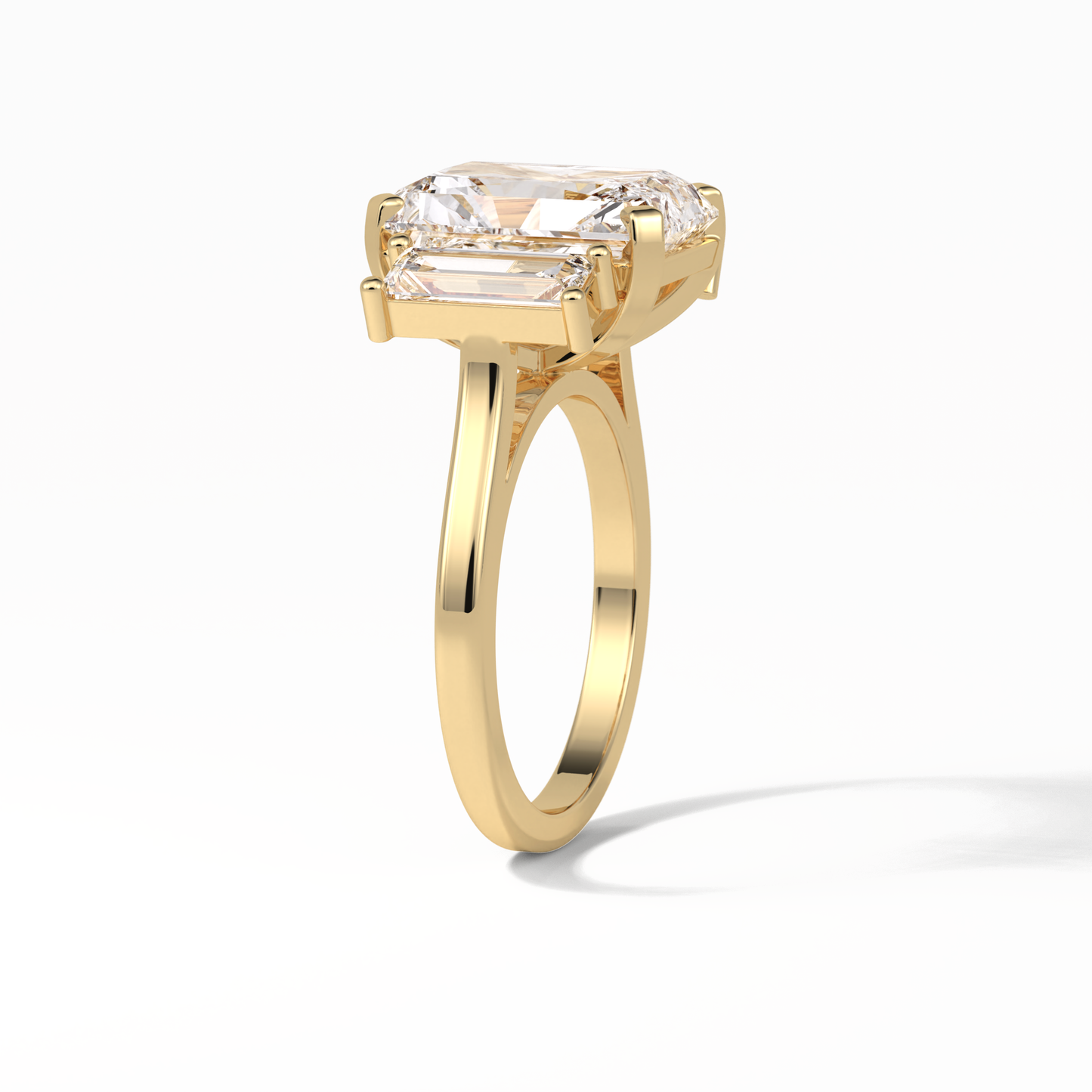 Radiant Three Stones Lab Grown Diamond Engagement Ring